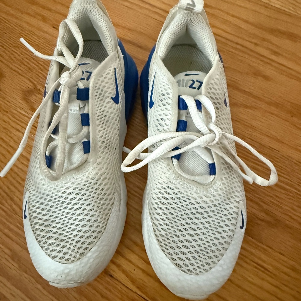 Nike Kids Preschool Air Max 270 White and Blue Mesh Sneakers Size 13C